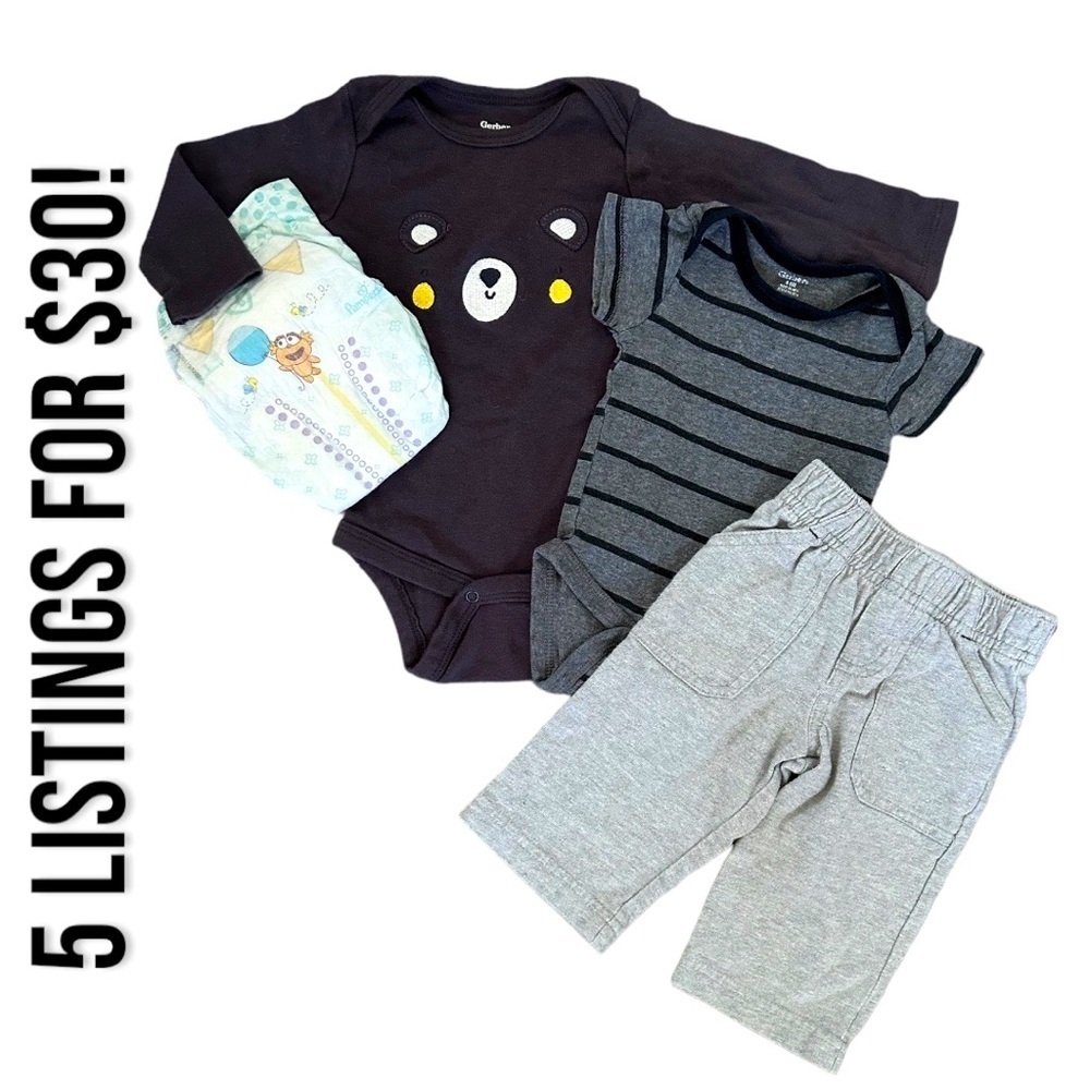 0-3 Months Baby Boy Clothing Clothes Bundle Gerber Carters diaper